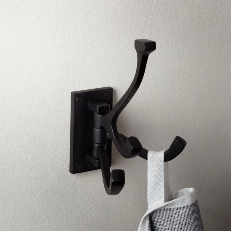 Black 3-Prong Swivel Towel Hook - Image 2