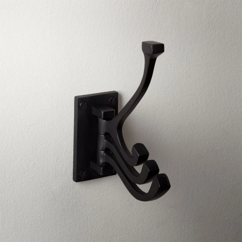 Black 3-Prong Swivel Towel Hook