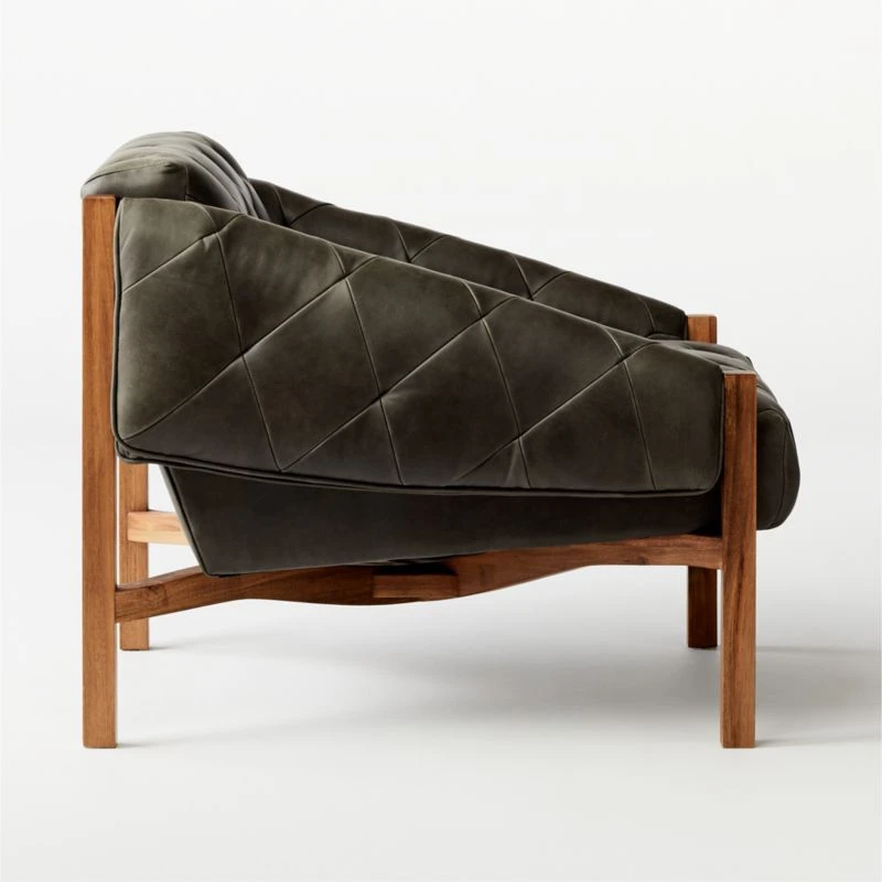 Abruzzo Charcoal Leather Tufted Chair - Image 5