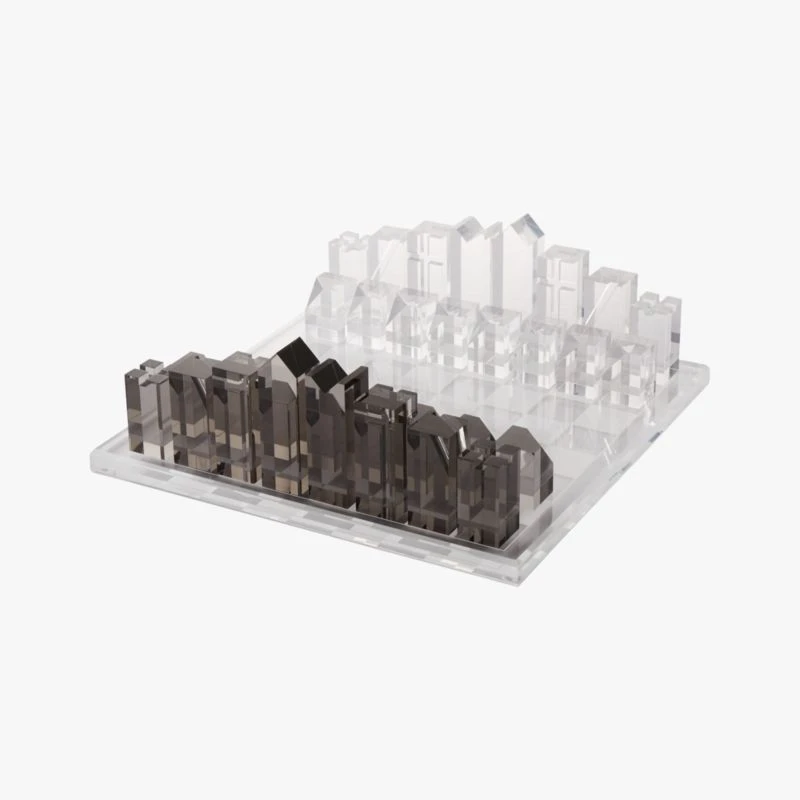 Clear And Smoke Grey Acrylic Chess Set - Image 2