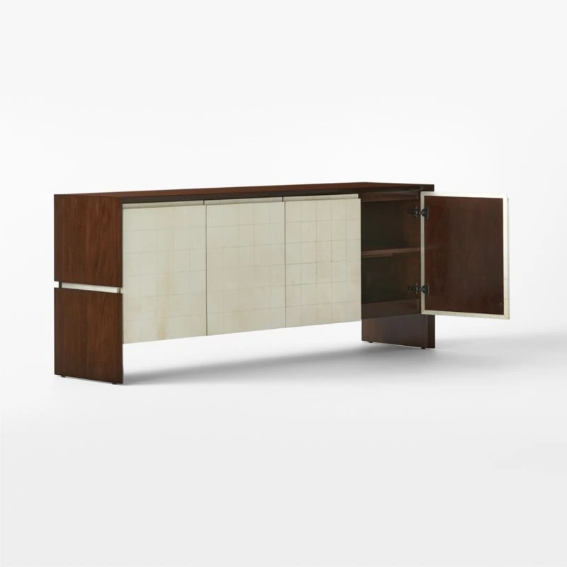 Altea White Vellum And Walnut Wood Media Console - Image 4