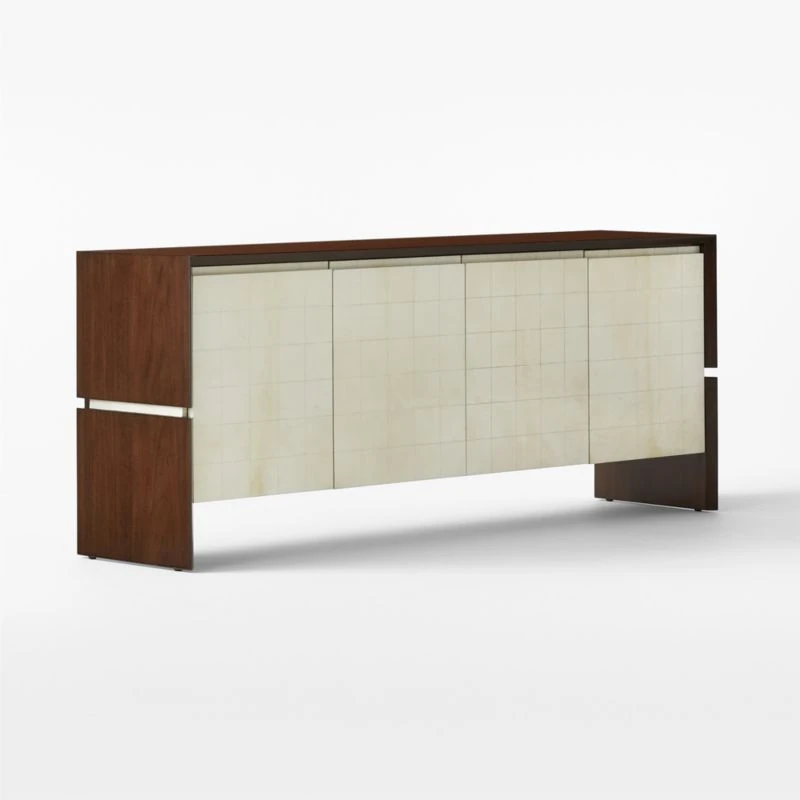 Altea White Vellum And Walnut Wood Media Console - Image 3