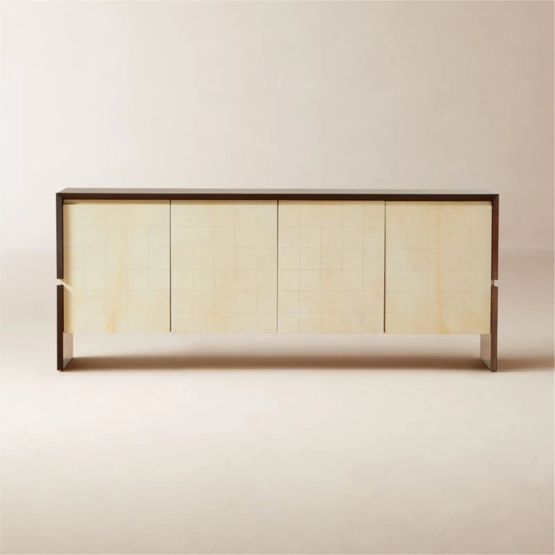 Altea White Vellum And Walnut Wood Media Console