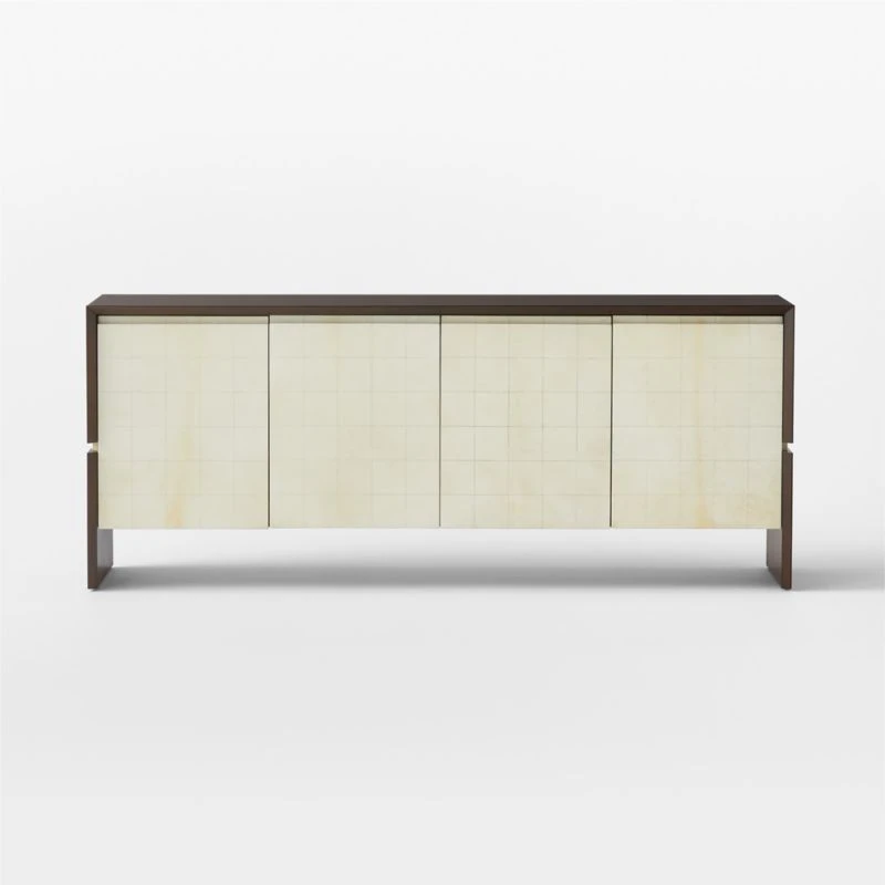 Altea White Vellum And Walnut Wood Media Console - Image 2