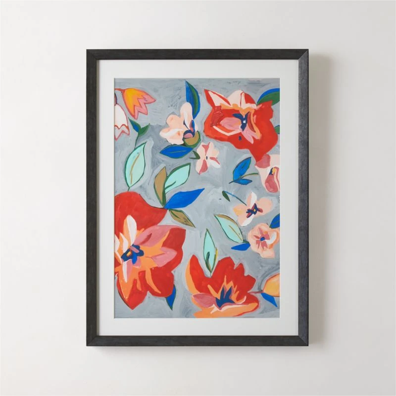 'Amaryllis Floral' Framed Giclee Art Print 18"x24"