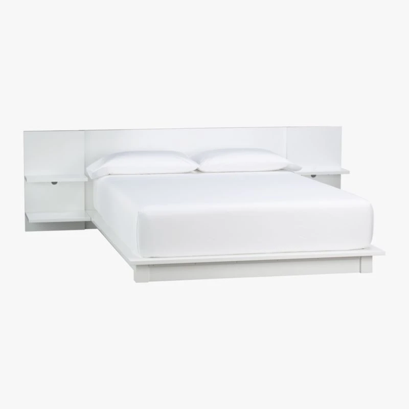 Andes High-Gloss White Platform Queen Bed With Nightstands - Image 2