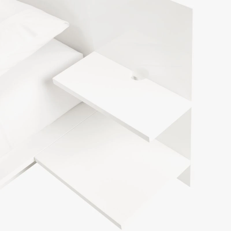 Andes High-Gloss White Platform Queen Bed With Nightstands - Image 4