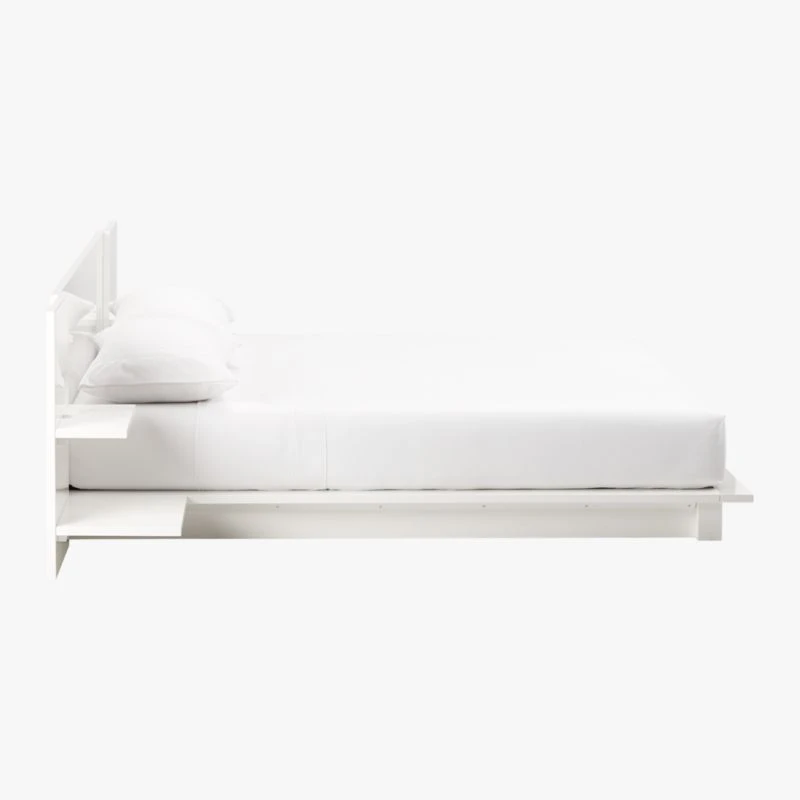 Andes High-Gloss White Platform Queen Bed With Nightstands - Image 3