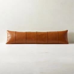 48"x12" Artigo Brown Leather Throw Pillow With Down-Alternative Insert