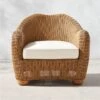 Bacio Natural Rattan Outdoor Lounge Chair With Ivory Sunbrella® Cushions