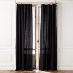 Black Cotton Basketweave Window Curtain Panel 48''x84''