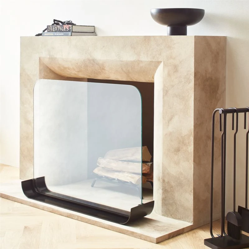 Black Curve Fireplace Screen - Image 2