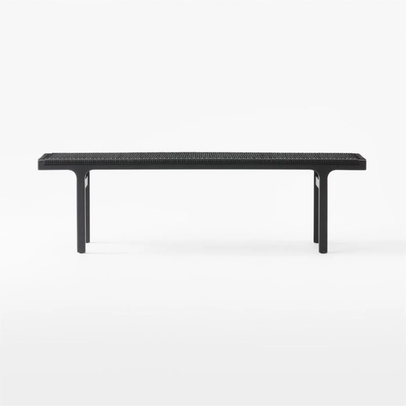 Large Black Leather Woven Bench - Image 4