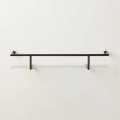 Blaine Black Wall Shelf With Rail 24"