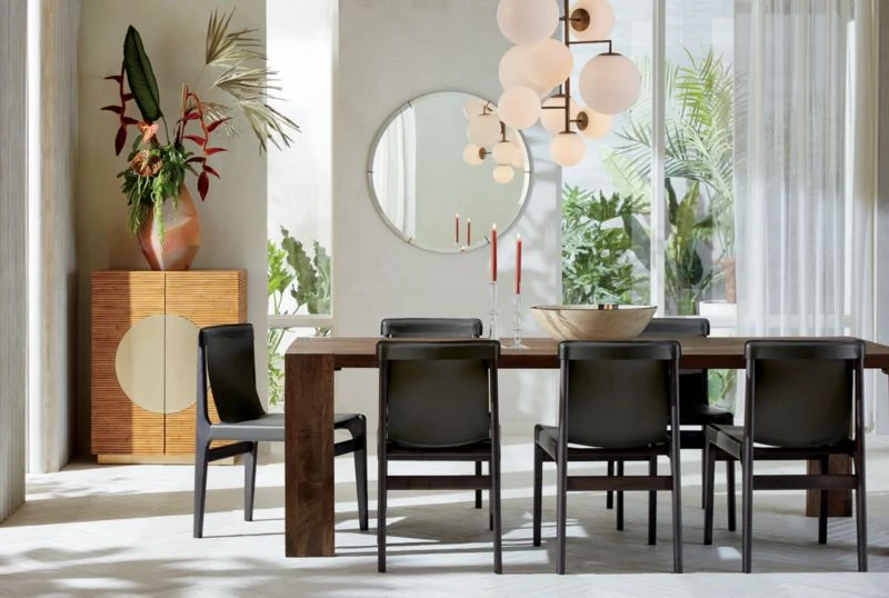 Burano Charcoal Grey Leather Sling Chair - Image 3