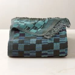 Bode Blue And Green Plaid Throw Blanket