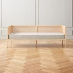 Boho Ivory Boucle And Natural Rattan Daybed Twin