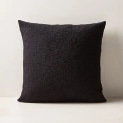 Black Boucle Throw Pillow With Down-Alternative Insert 18''