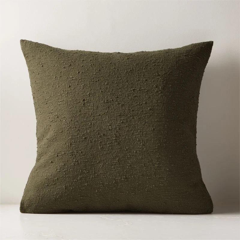 Forest Green Boucle Throw Pillow With Down-Alternative Insert 23"
