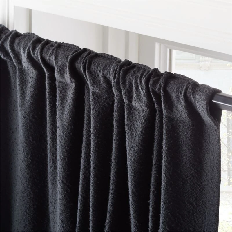 Black Boucle Window Curtain Panel 48''x84'' - Image 3