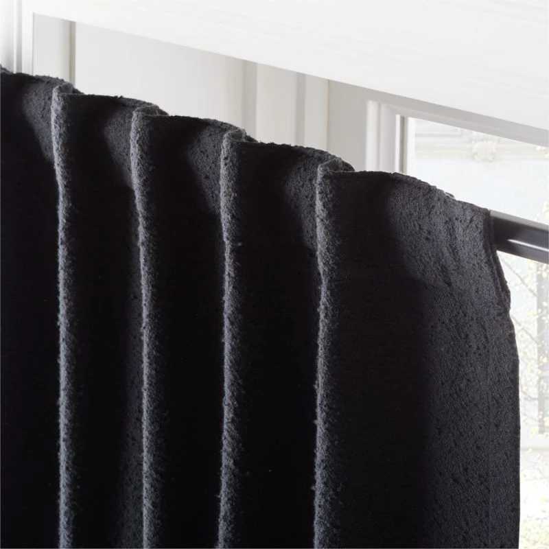 Black Boucle Window Curtain Panel 48''x84'' - Image 4