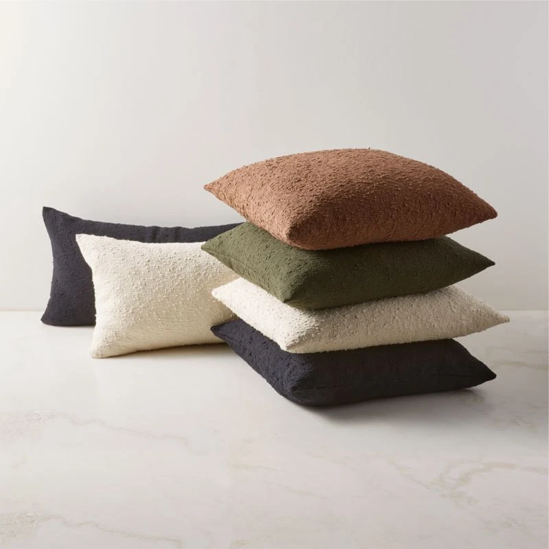 Forest Green Boucle Throw Pillow With Down-Alternative Insert 23" - Image 3