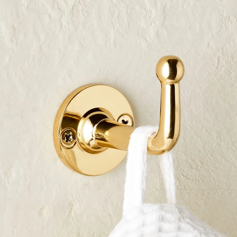 Boule-Inspired Polished Brass Wall Mount Hook - Image 3