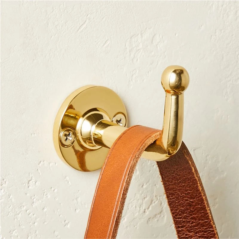 Boule-Inspired Polished Brass Wall Mount Hook - Image 2