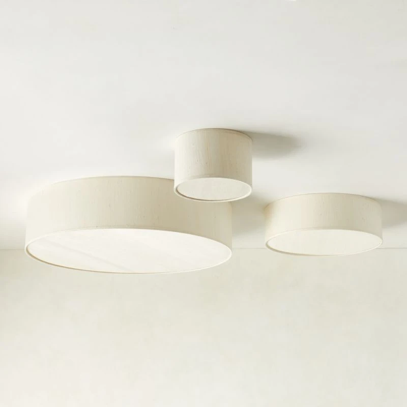 Boum Raw Silk Drum Flush Mount Light 10" - Image 4