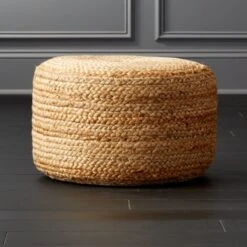 Braided Natural Jute Pouf