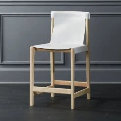 Burano White Leather Sling Counter Stool