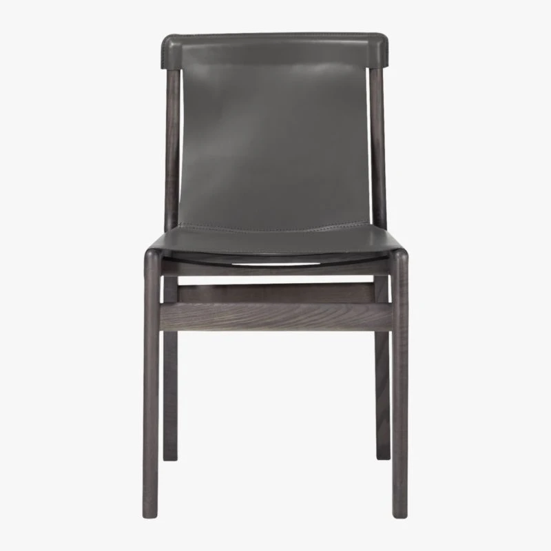 Burano Charcoal Grey Leather Sling Chair - Image 4