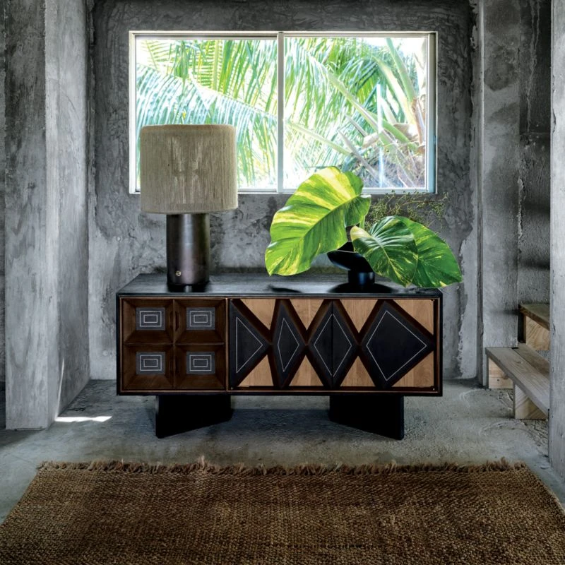 Ramble Tall Dark Brown Ceramic Table Lamp With Jute Shade - Image 4