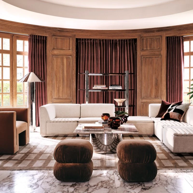 Salon 6-Piece L-Shaped Ivory White Chenille Sectional Sofa - Image 2