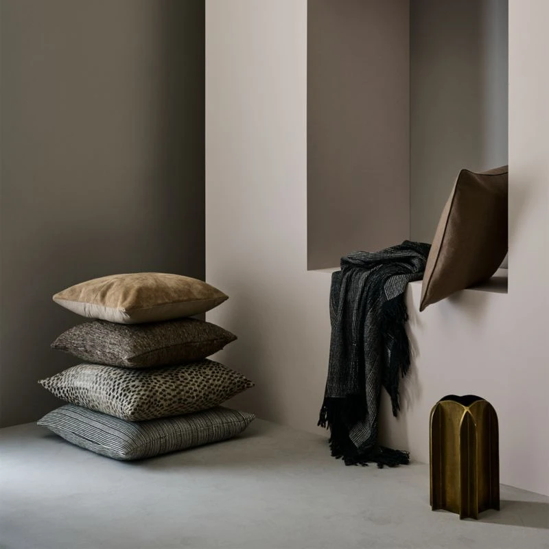 Pieced Camel Suede Throw Pillow With Feather-Down Insert 20" - Image 4