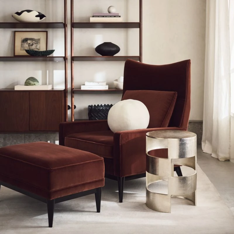 Embassy Bronze Brown Velvet Lounge Chair 314 And Ottoman 310 - Image 2