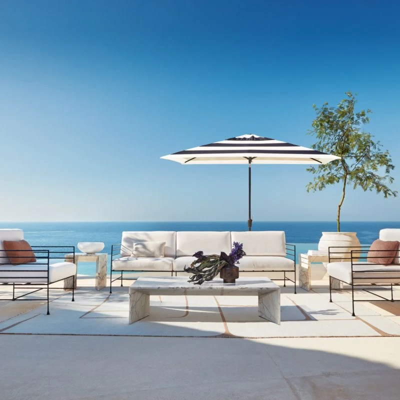 Ilise White Marble Outdoor Side Table - Image 2