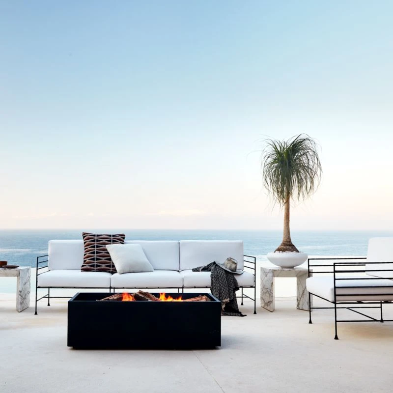 Ilise White Marble Outdoor Side Table - Image 3