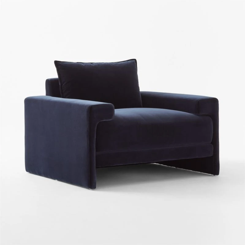 Camden Ink Blue Velvet Lounge Chair - Image 4