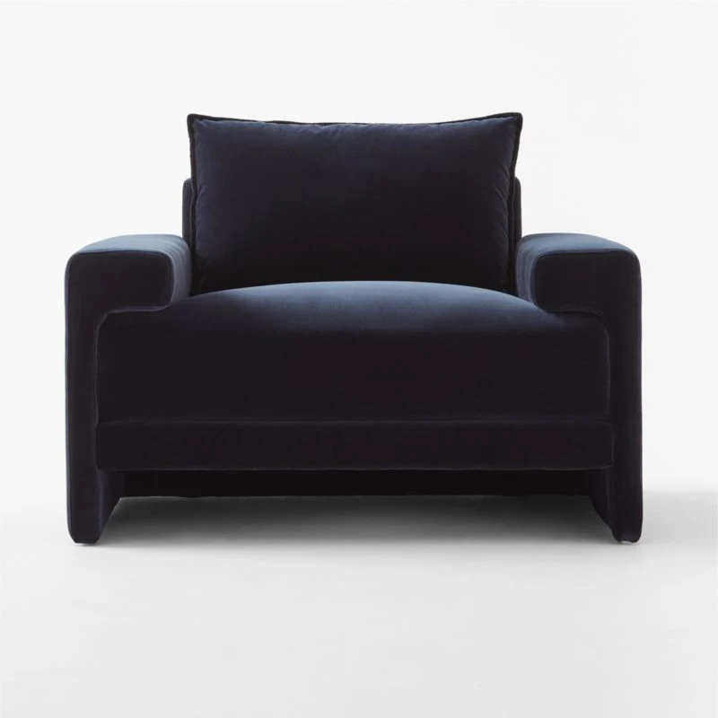 Camden Ink Blue Velvet Lounge Chair - Image 3