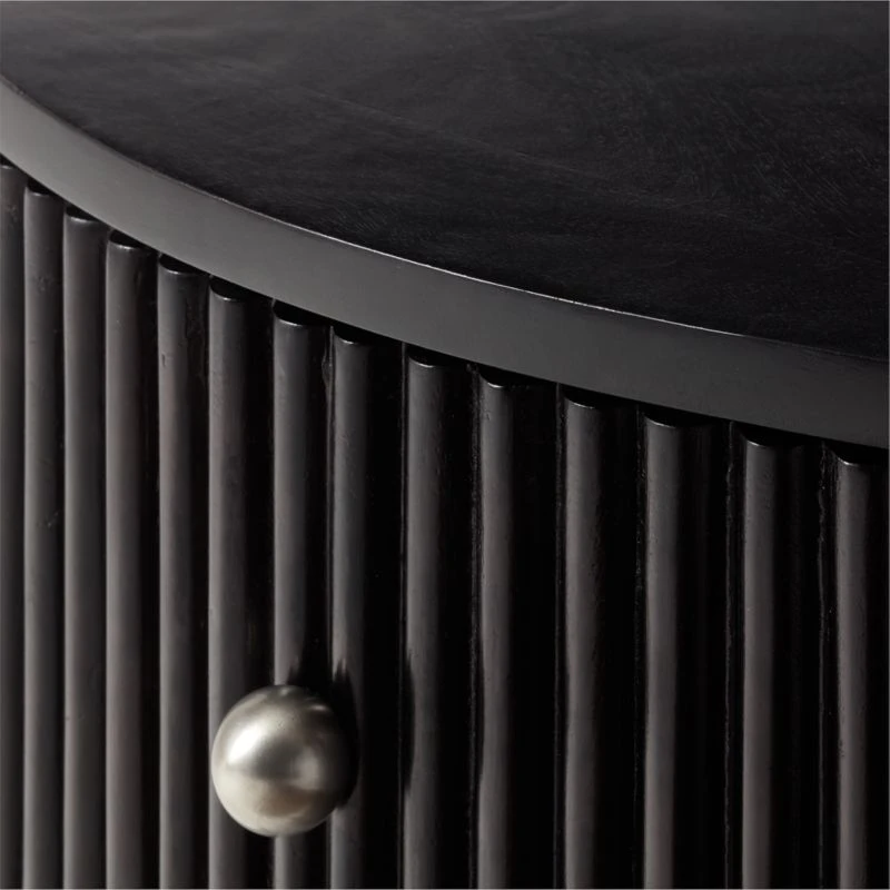 Cameo Curved Black Wood Nightstand With Drawer - Image 8