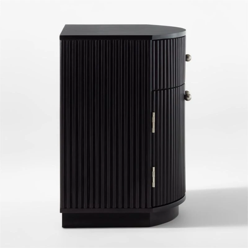 Cameo Curved Black Wood Nightstand With Drawer - Image 6