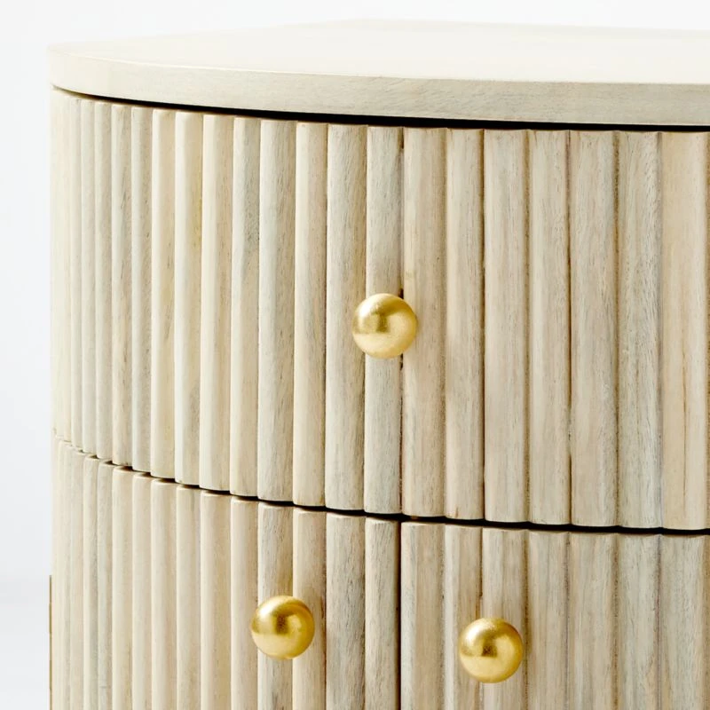 Cameo Curved Whitewashed Wood Nightstand With Drawer - Image 10