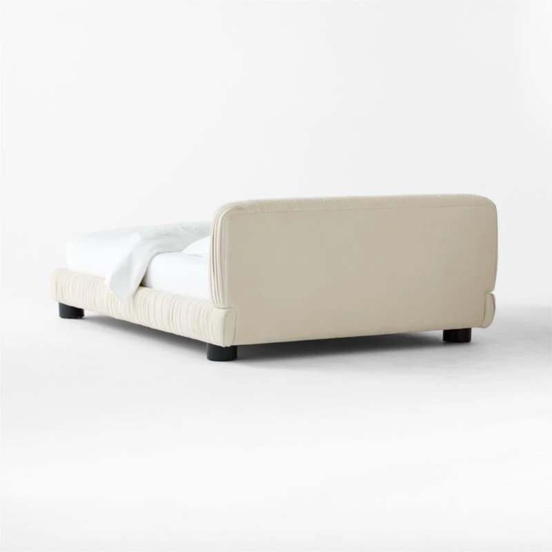 Cantar Ivory Velvet Upholstered Queen Bed - Image 5