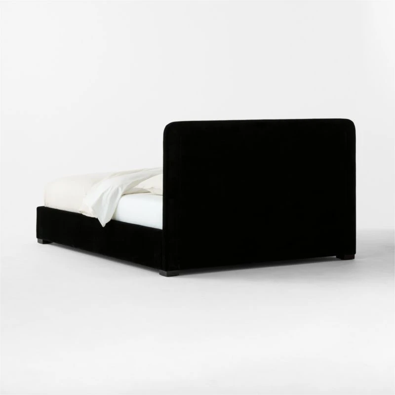 Claudette Black Leather And Velvet Upholstered Queen Bed - Image 5