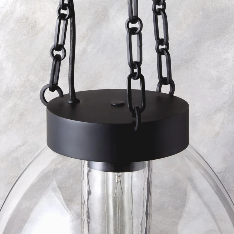 Clifton Cast Glass And Black Chain Link Pendant Light - Image 3
