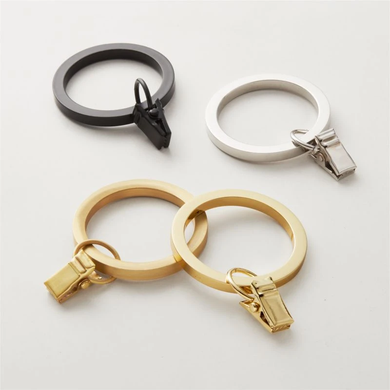 Matte Black Curtain Rings With Clips Set Of 9 - Image 3