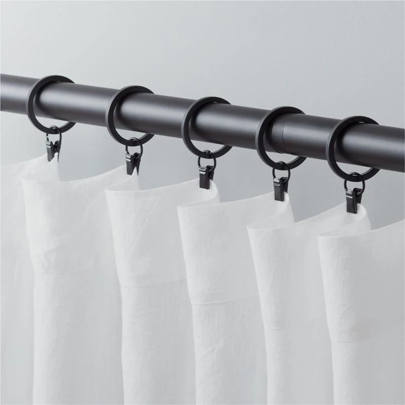 Matte Black Curtain Rings With Clips Set Of 9 - Image 2