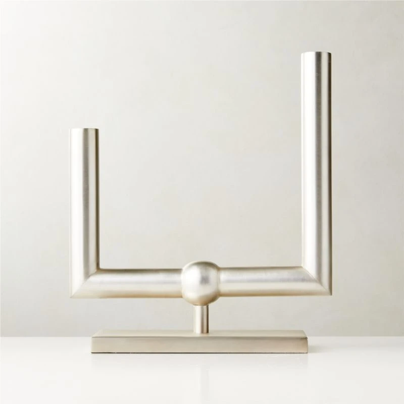 Coraline Silver-Plated Double Taper Candle Holder