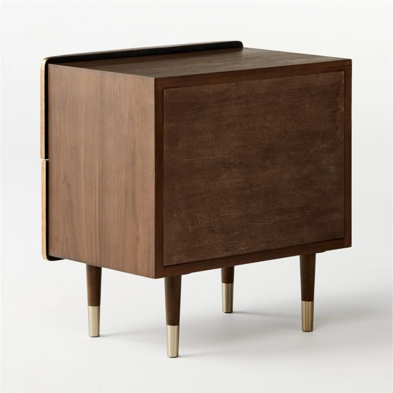 Crimped 2-Drawer Gold Leaf Nightstand - Image 7